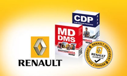 MOTIONDATA VECTOR Renault Zertifizierung für das MOTIONDATA DMS und Car Dealer Package CDP